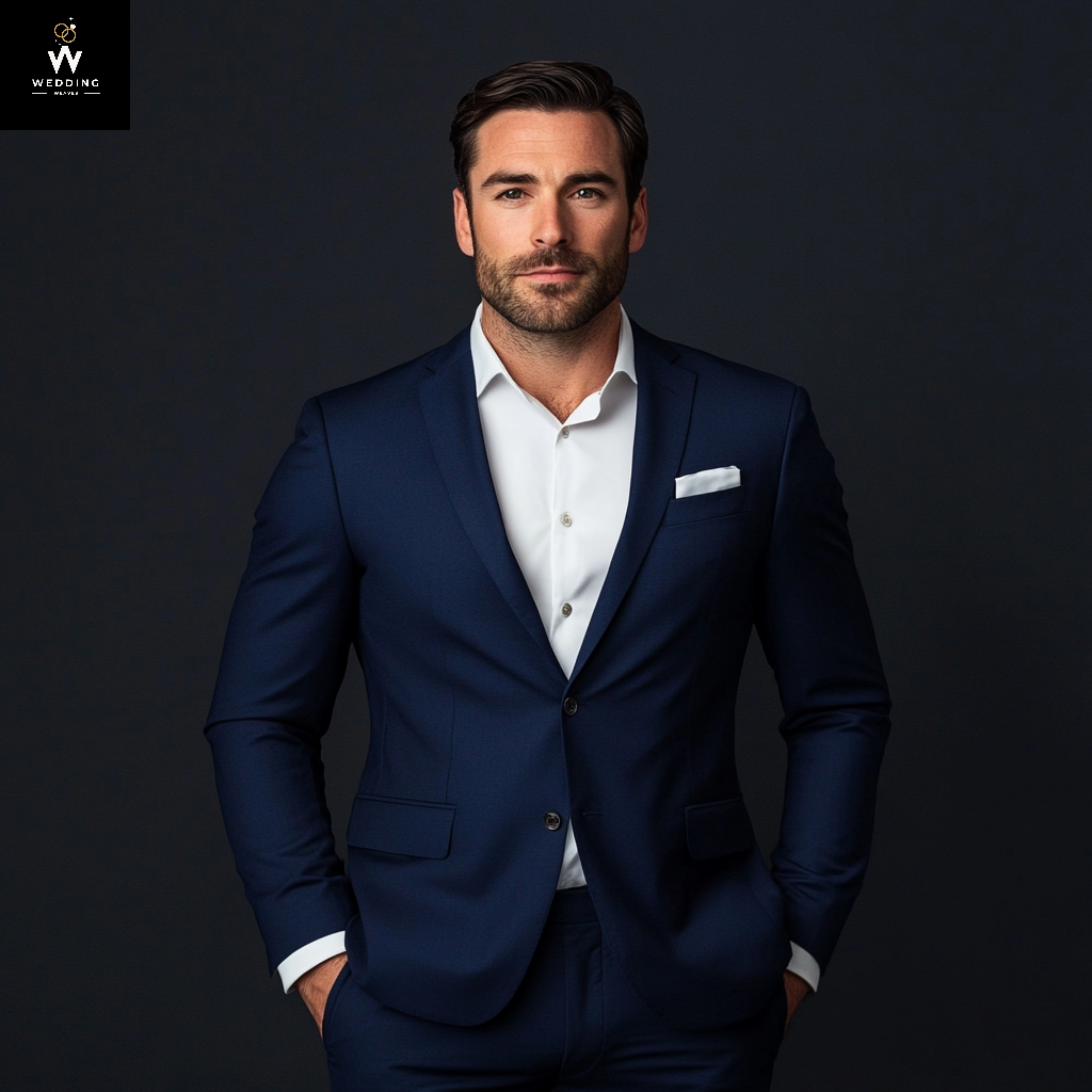 Men's Navy Blue Two-Piece Suit – Formal Wear for Weddings Special Events