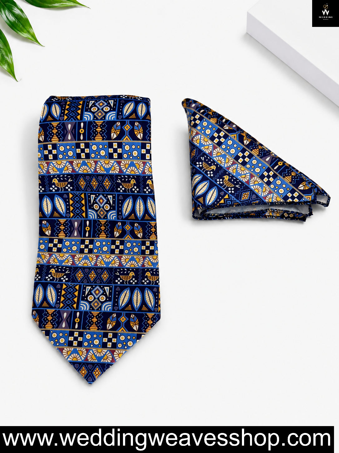 Blue patterned tie Set