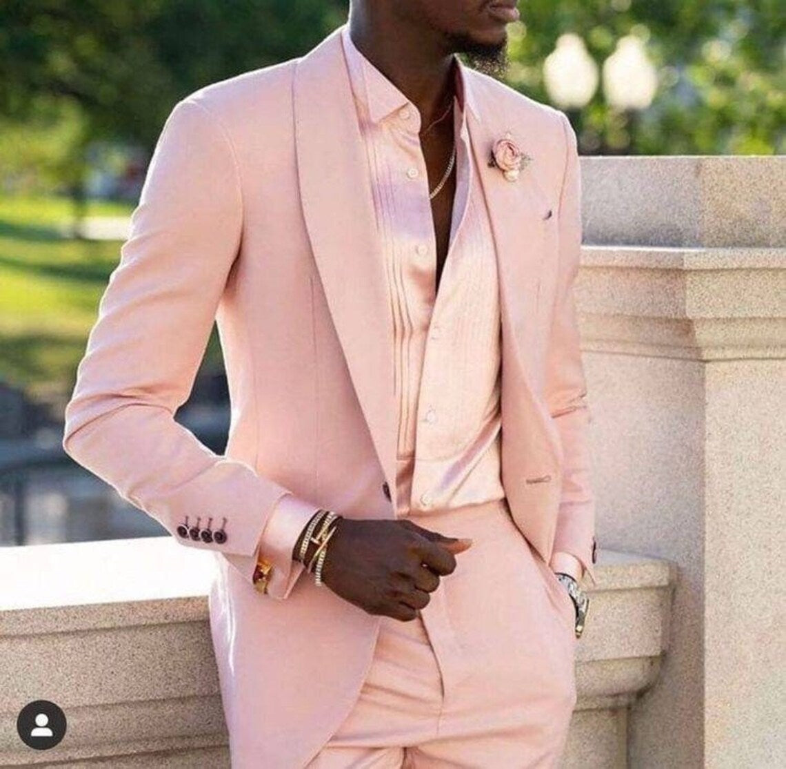 Peach Two-Piece Men's Suit for Weddings, Engagements, Prom Groom