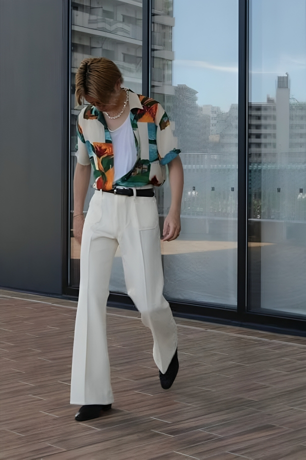 Mens white flare pants clearance