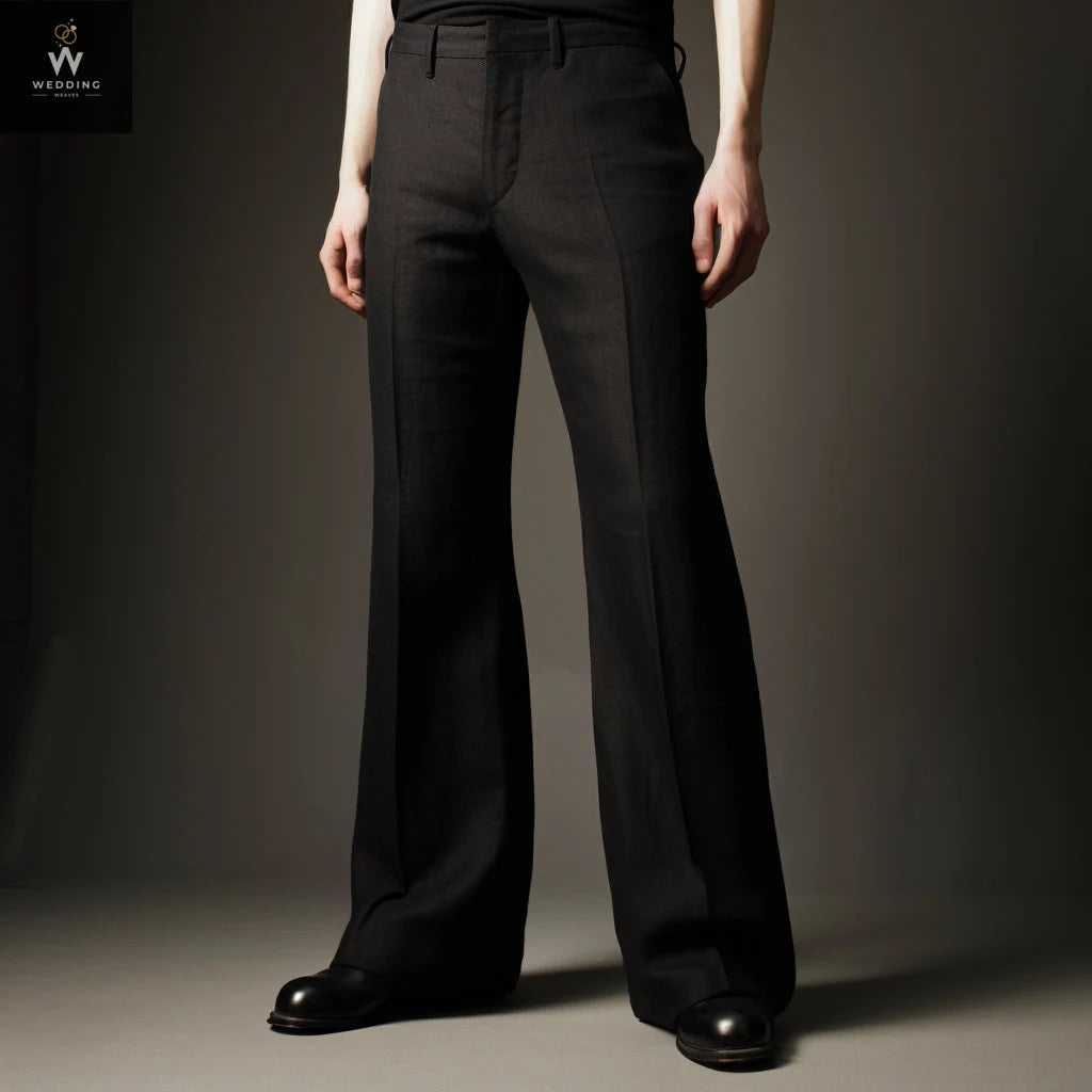 Mens Black Flare Pants - Stylish Bell Bottoms, Vintage Disco Trousers W24 L30 Mens Black Flare Pants - Stylish Bell Bottoms, Vintage Disco Trousers W24 L30