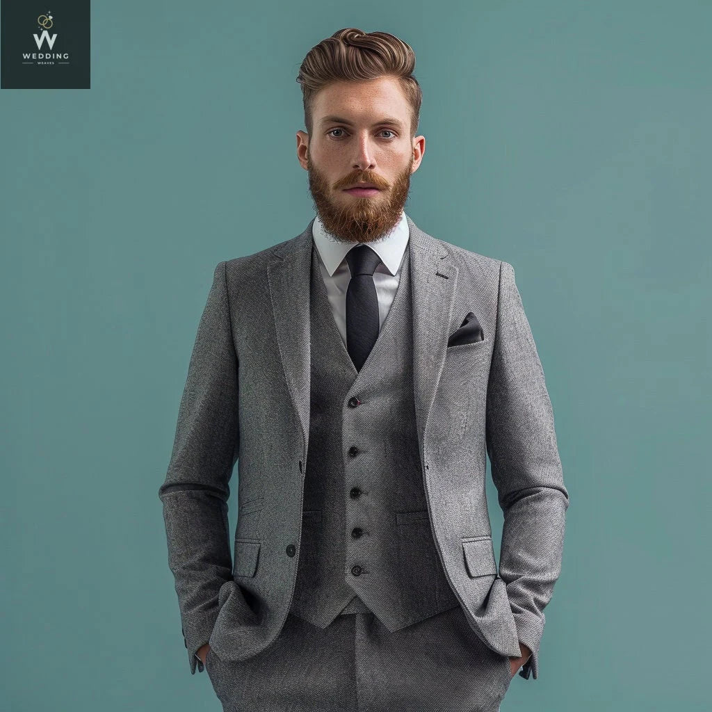 Three Pieces Of Gray Bespoke Men Suit Tailored main image 0