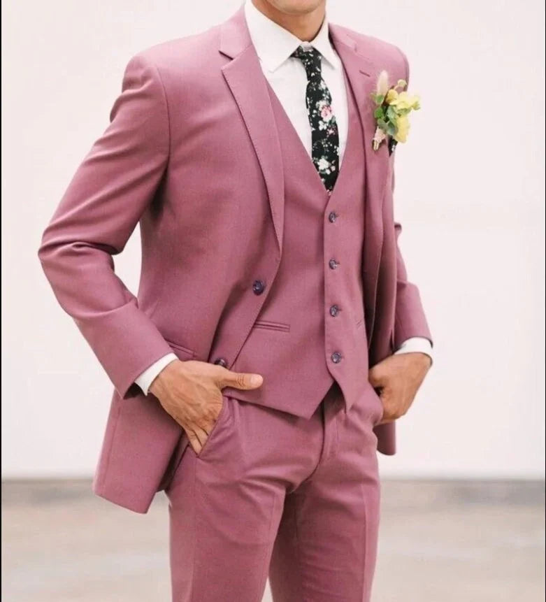 Three-Piece Pink Suit for Men