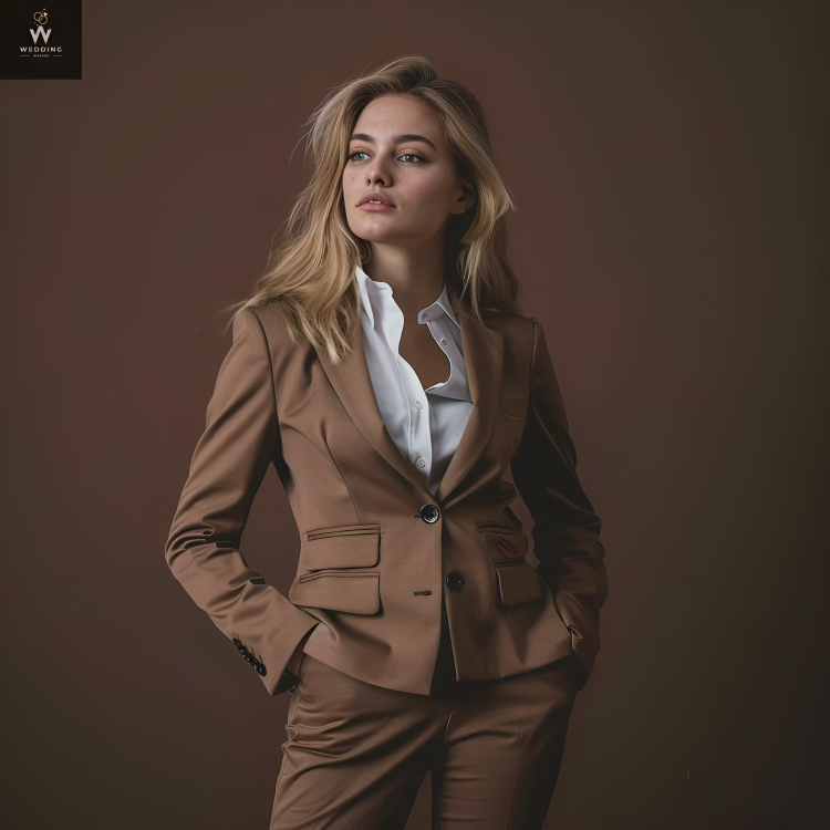 Brown Two-Piece Suit for Women