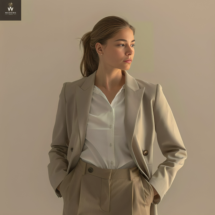 Beige Two-Piece Suit for Women