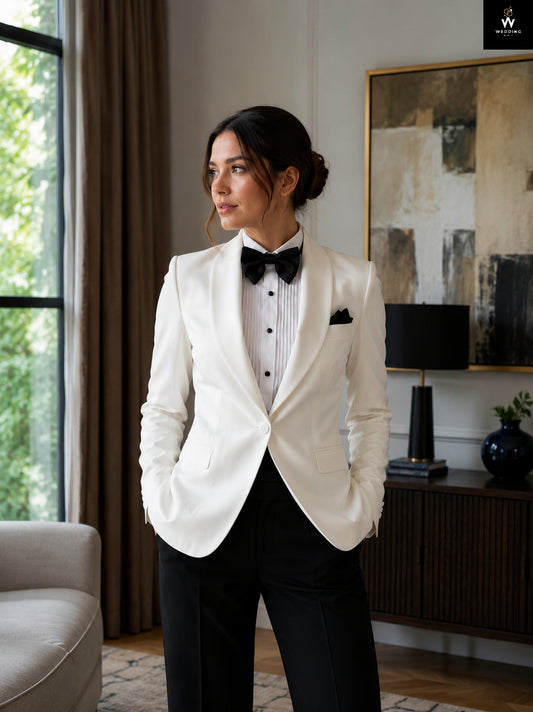 women white tuxedo suit