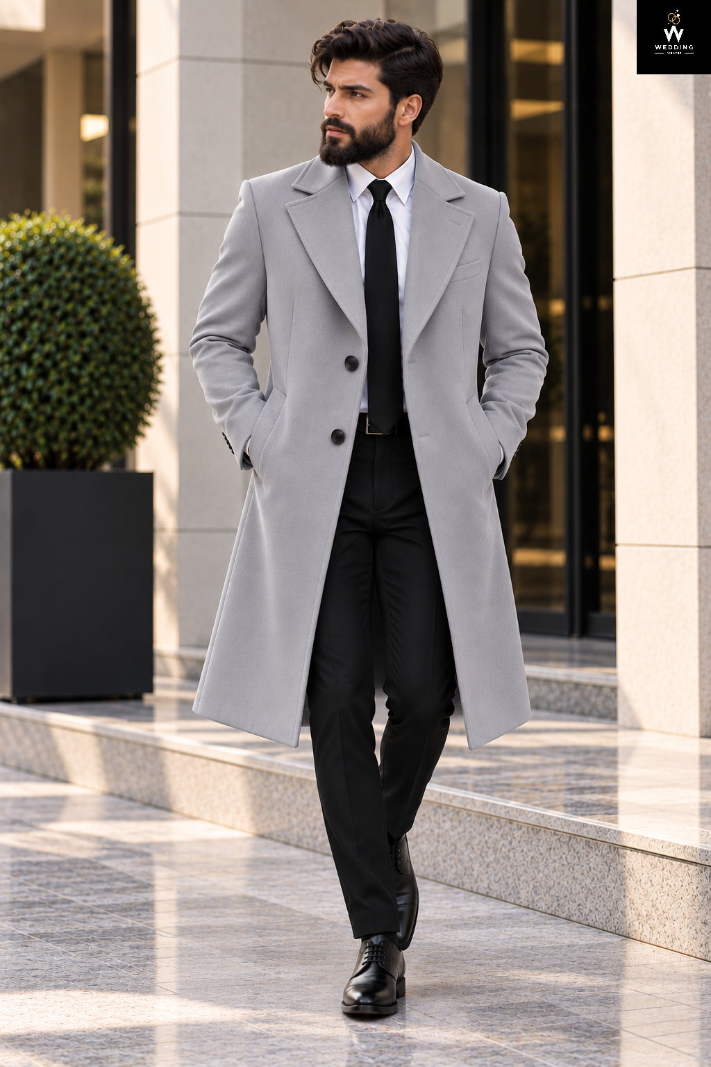 silver grey wool coat