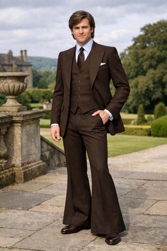 Men's brown three piece suit