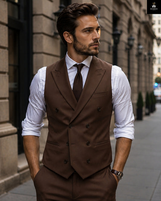 brown waistcoat for men