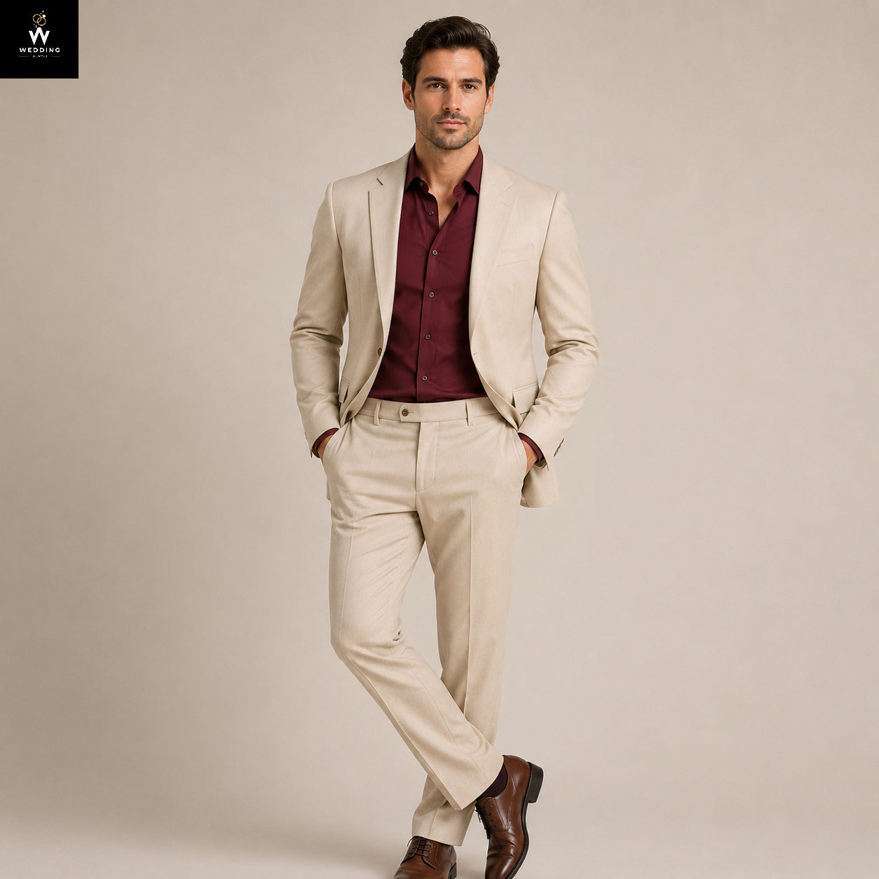 Beige Two Piece Suit