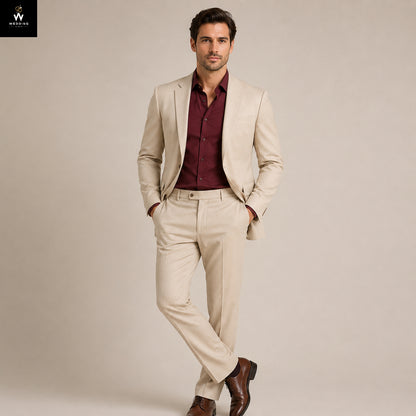 Beige Two Piece Suit