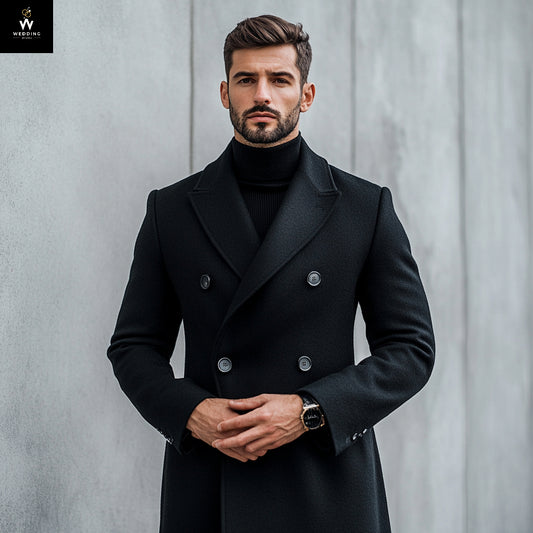 Black double breasted coat