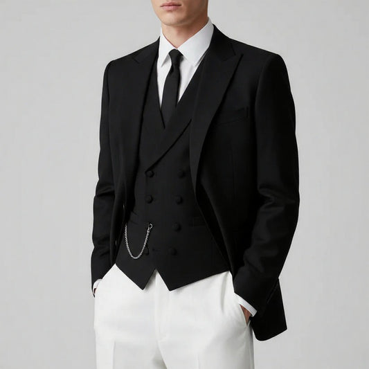 Black and white three piece suit