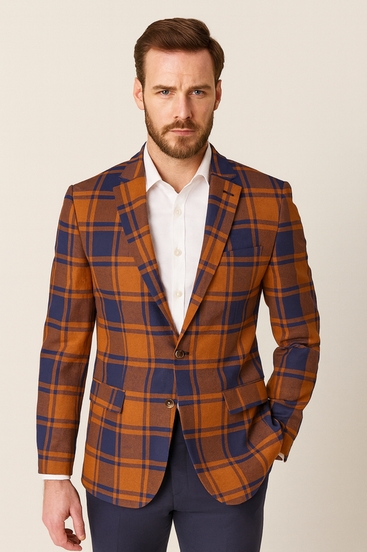 Men Plaid Blazer