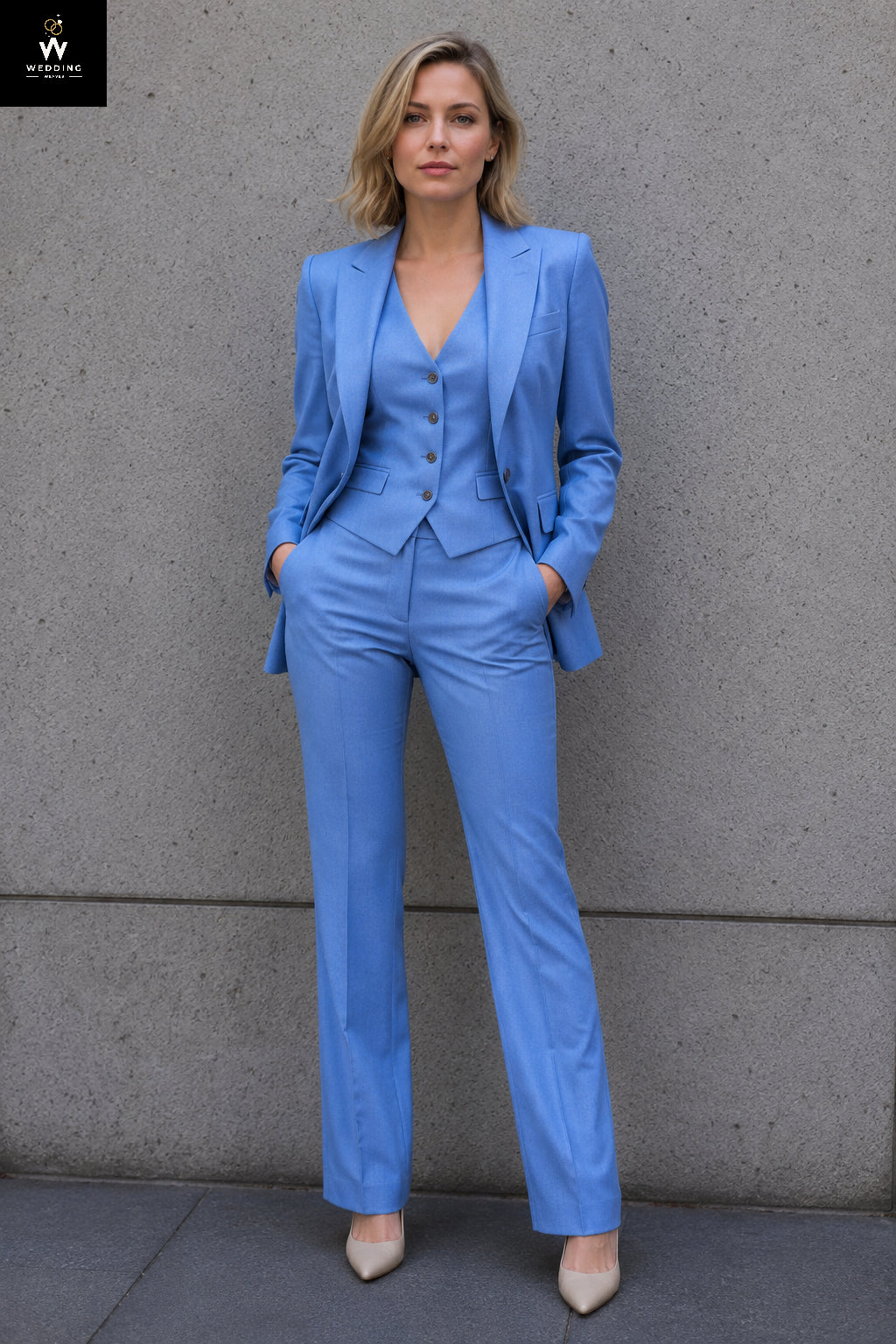 Women Blue Three Piece Suit