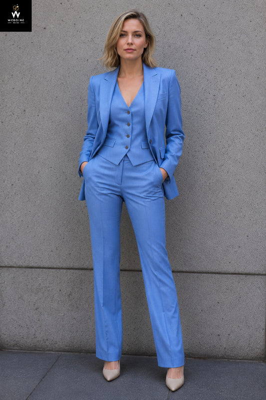 Women Blue Three Piece Suit