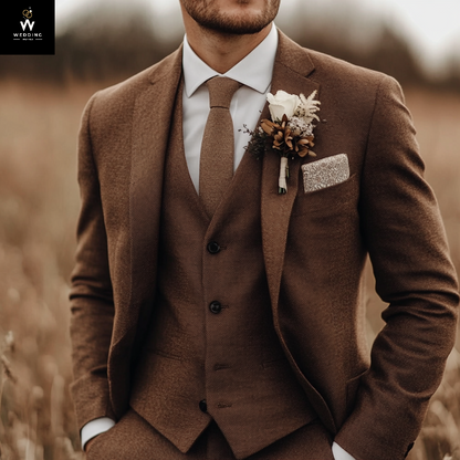 Brown three piece suit
