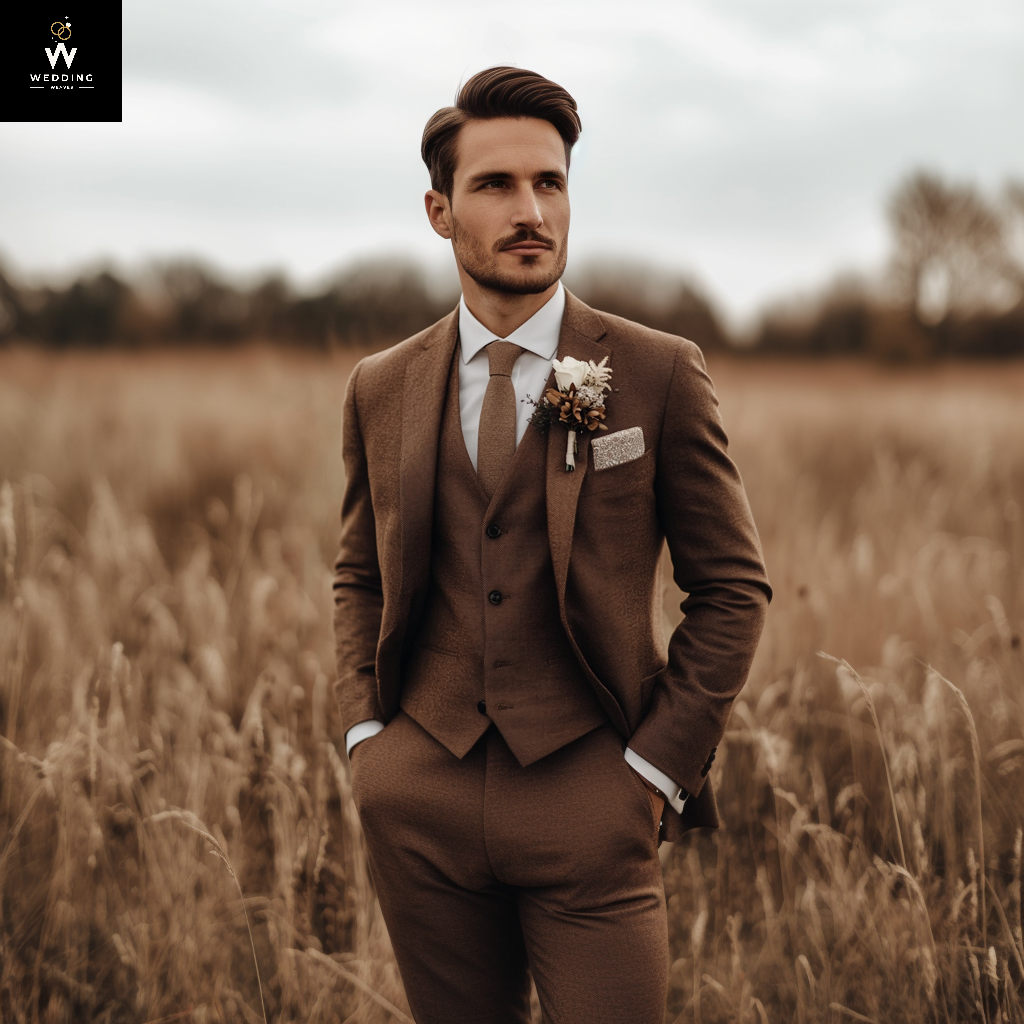 Brown three piece suit