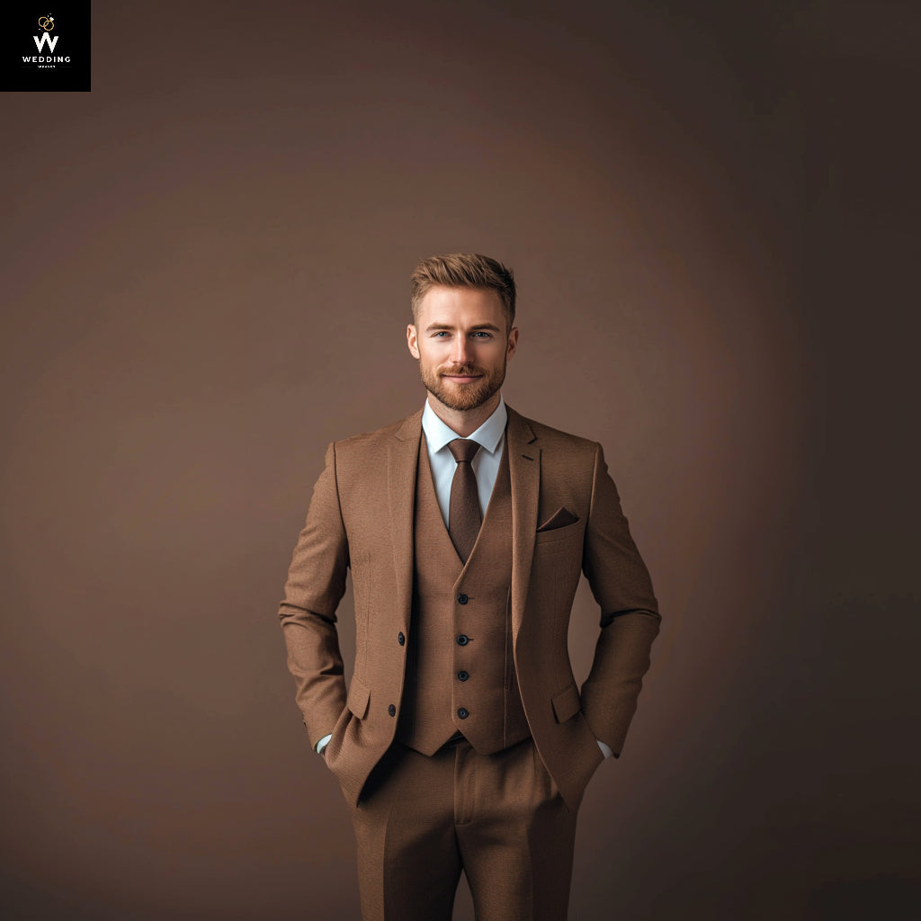 Brown three piece suit