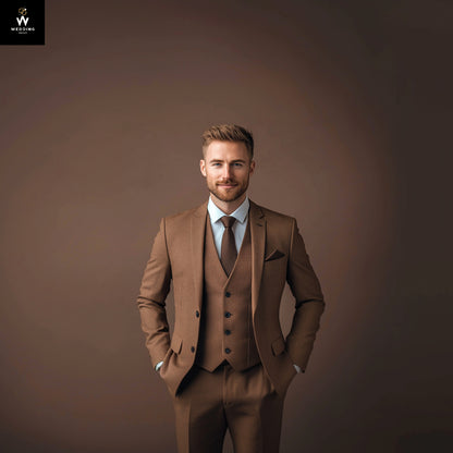 Brown three piece suit
