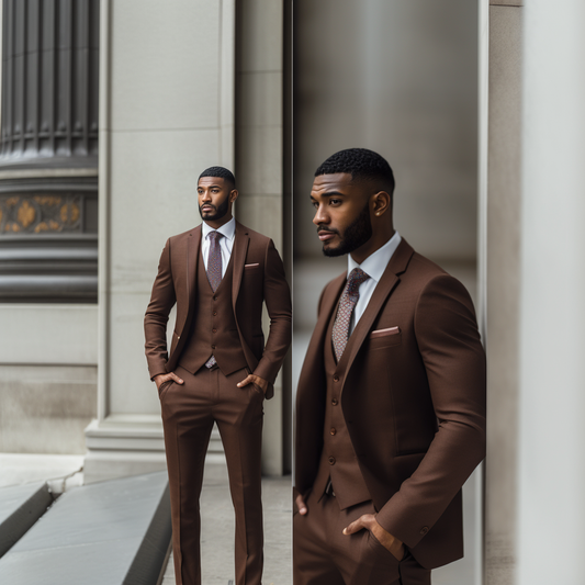 Brown three piece suit