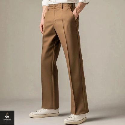 Men's Brown Dress Pants – Straight-Leg Relaxed Fit – Wedding Weaves┃Bespoke Suits for Men & Women