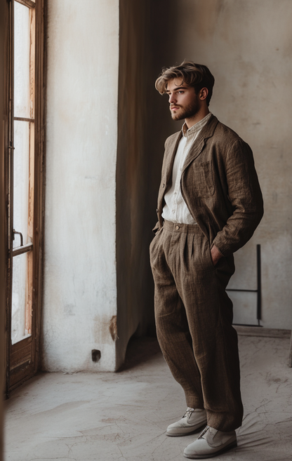 Brown linen pants