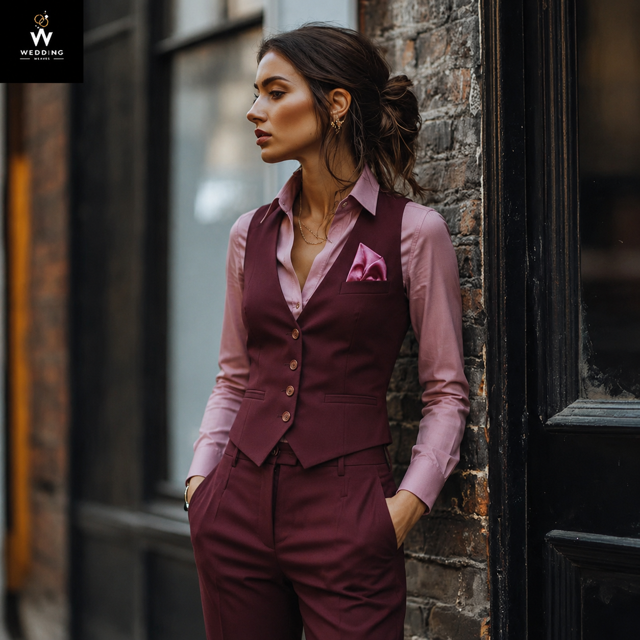 burgundy waistcoat and trouser