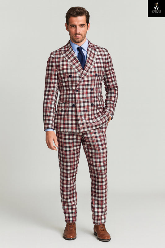 Burgundy Plaid suit