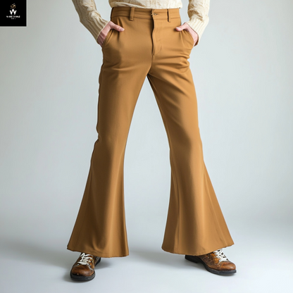 Camel bell bottom trouser for men