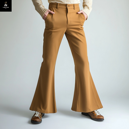 Camel bell bottom trouser for men