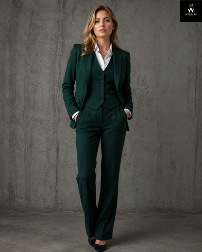 Women wedding green  suit