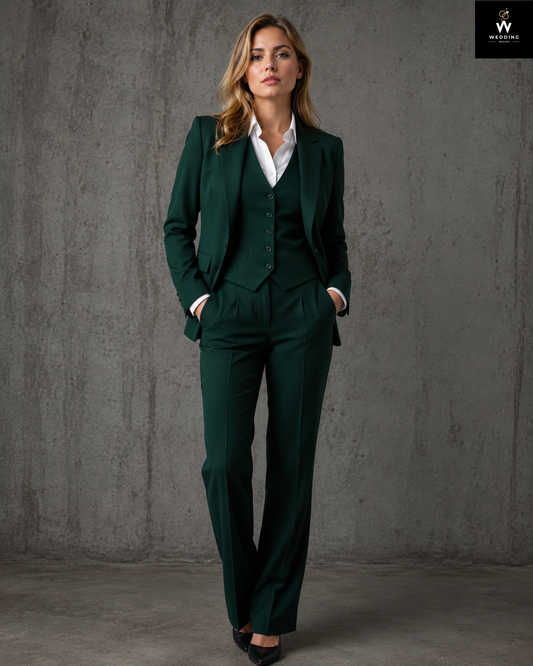 Women wedding green  suit
