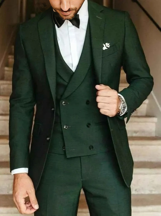 Dark Green Three Piece suit for men
