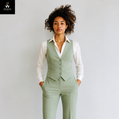 Sage Green Tailored Waistcoat & Trousers