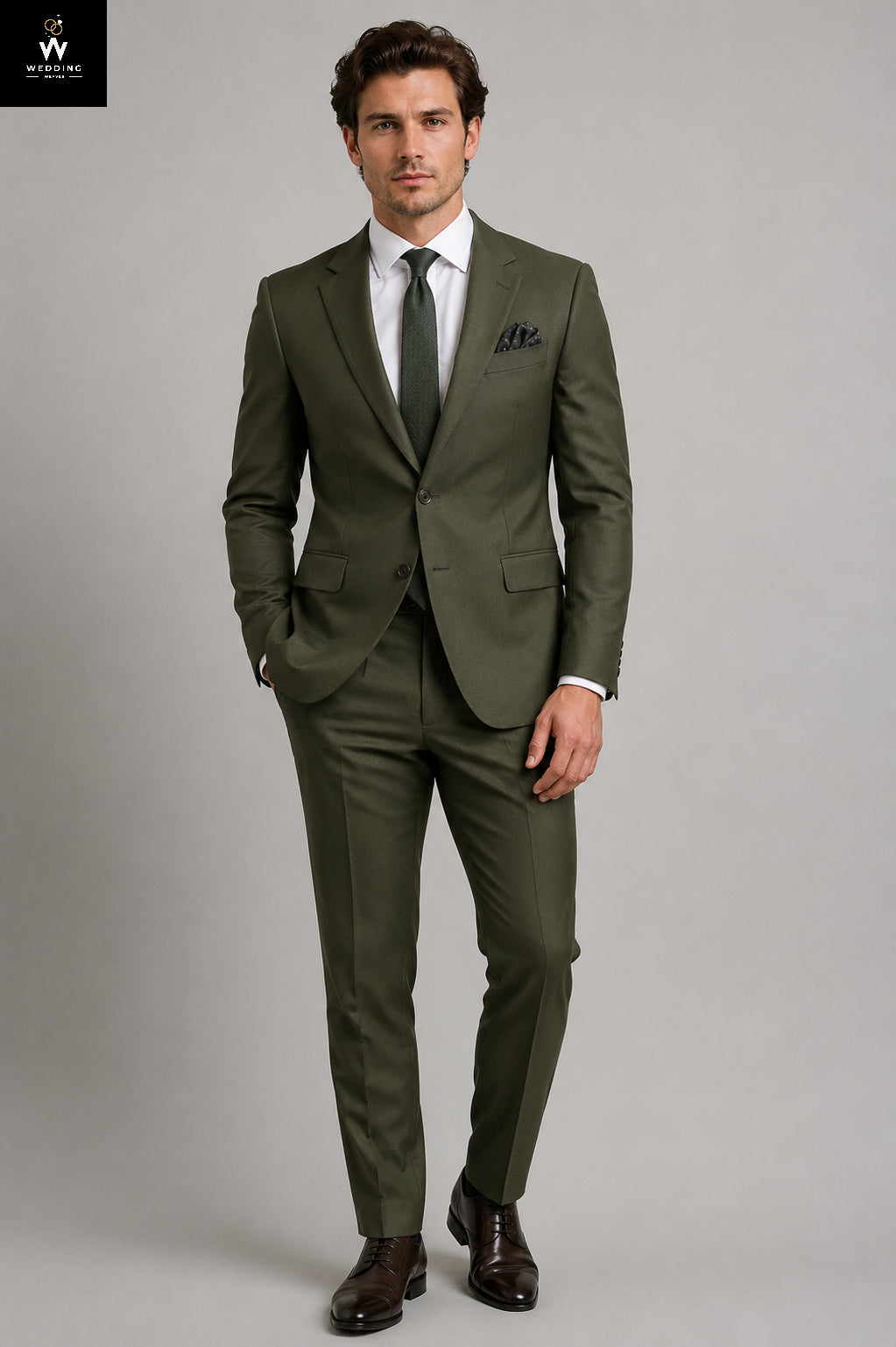 Olive Green two Piece Suit
