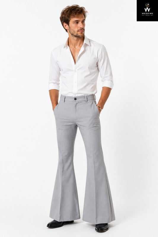 Grey Bell Bottom Pants for Men