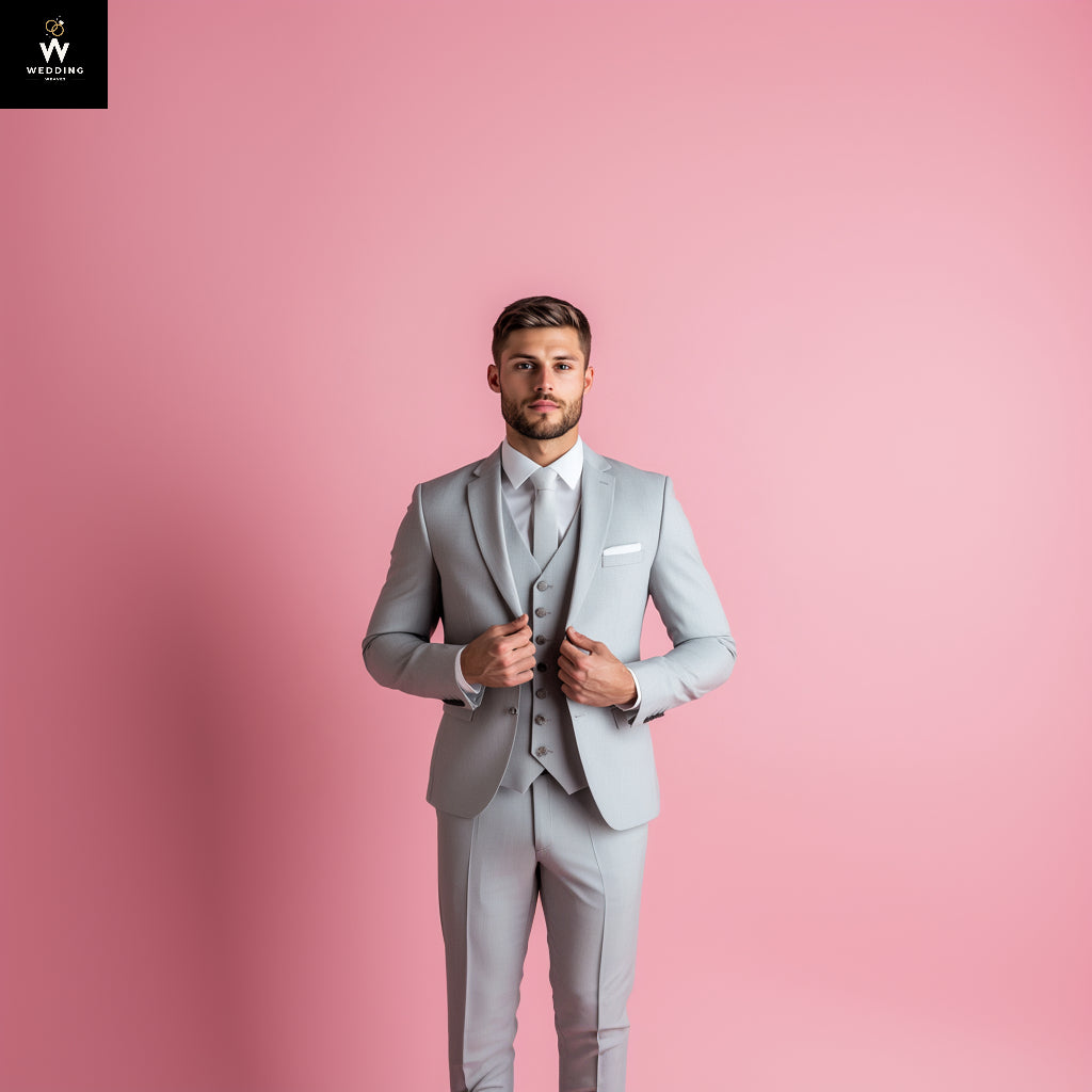Mens's grey three piece suit