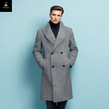 Grey Herringbon Longcoat