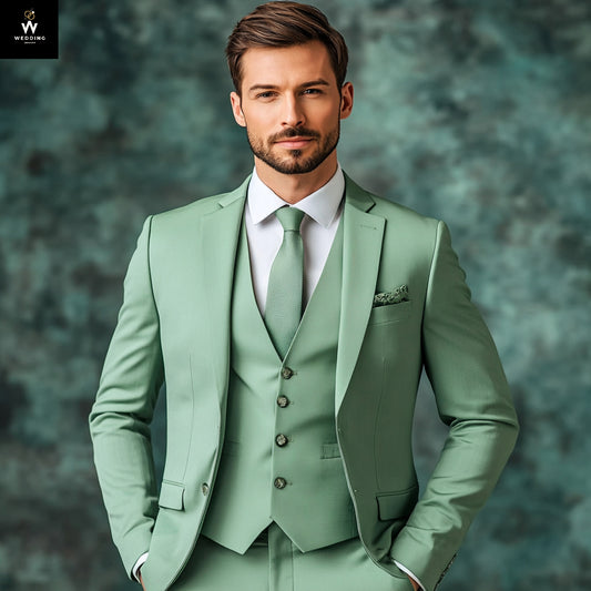 Sea green three piece suit