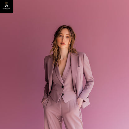 Violet 3-Piece Pant Suit for Women – Wedding & Special Occasion Outfit 34 / 34