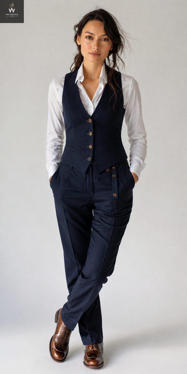 Women’s Navy Tailored Waistcoat & Trousers