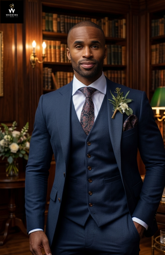 Men Three piece Navy Suit