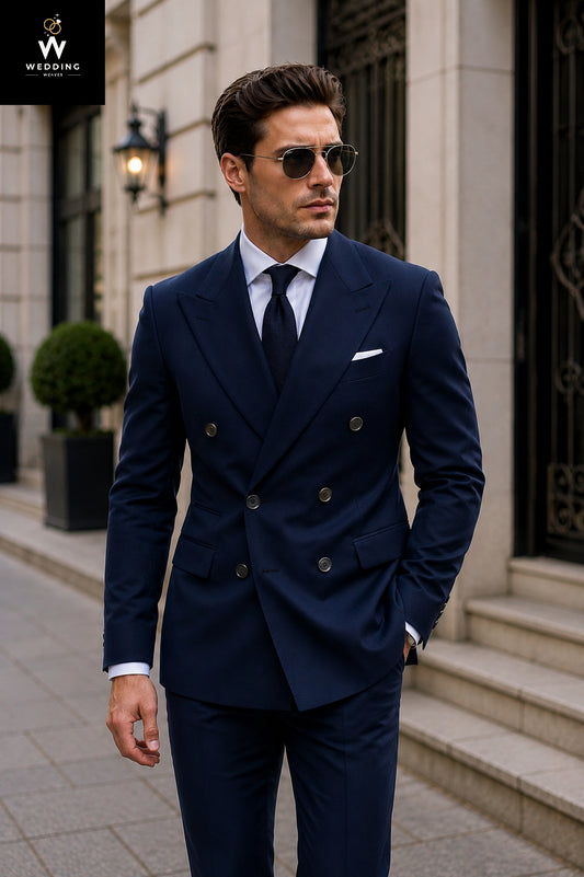 Double breasted navy suit