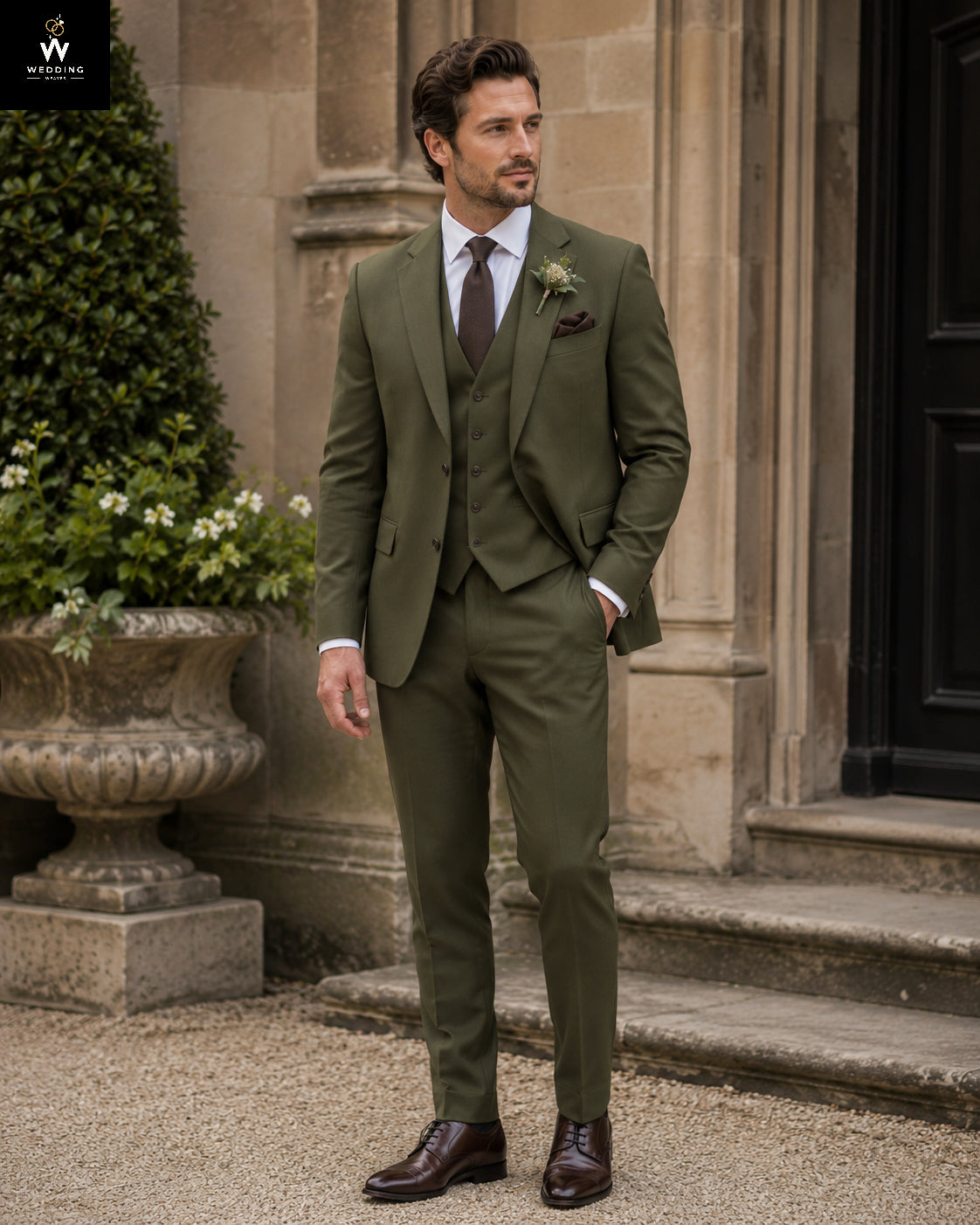 Olive Green Three piece Suit