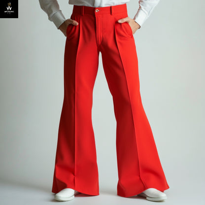 Red Bell Bottom Trouser For Men