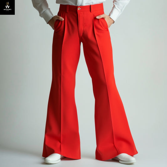 Red Bell Bottom Trouser For Men