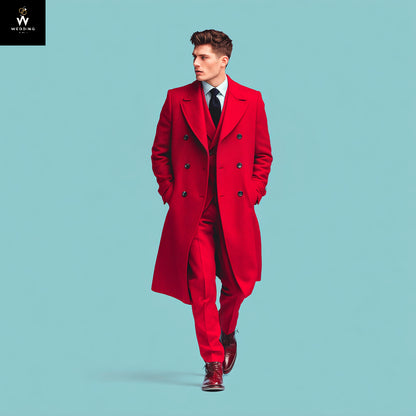 Red long coat for men 