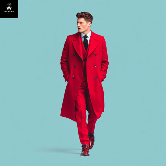 Red long coat for men 