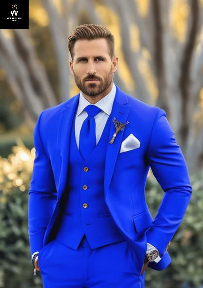 Royal blue three piece suit
